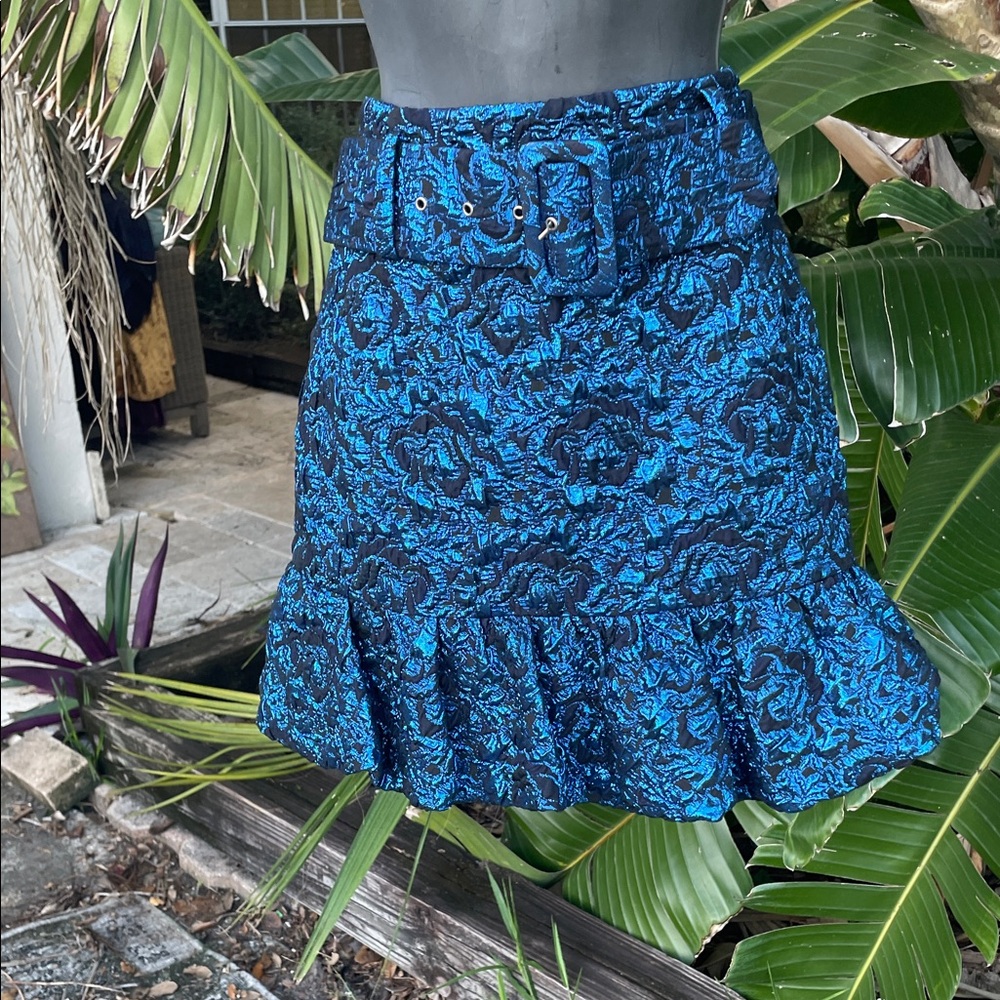Zara dark floral metallic brocade, balloon skirt
